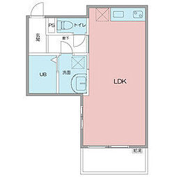 アビターレ新出来 3階ワンルームの間取り