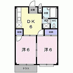 エルディム本地B 2DKの間取図画像