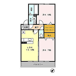 グランシャリオ　III 2階2LDKの間取り