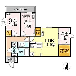 セレスティア江戸川II 306 3階3LDKの間取り