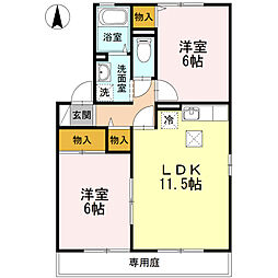 Ｆｒｅｅｄｏｍ　B棟 1階2LDKの間取り