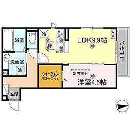 プランドール桜木 103 1階1LDKの間取り