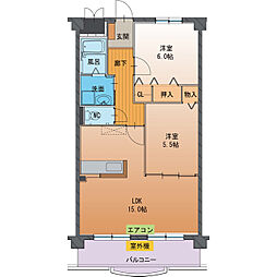 Heartful Clair 3階2LDKの間取り