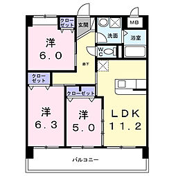 セレノ・カーサ 塩屋 3LDKの間取図画像