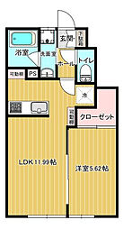 メゾンクレール 1階1LDKの間取り