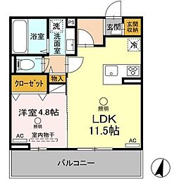ボナール武蔵ヶ丘 3階1LDKの間取り
