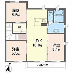 シャーメゾン・クレセオ　Ｄ棟 2階3LDKの間取り