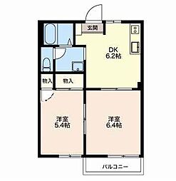 ヒルホーム青山 2階2DKの間取り