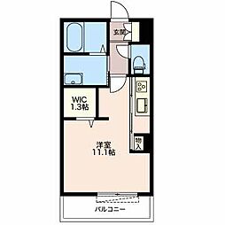 クレスティーク 3階ワンルームの間取り