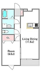 ＧＲＡＣＥ　ＨＩＲＡＹＡＭＡ　Ｂ 1階1LDKの間取り