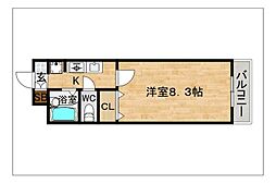 レヴェランス 1Kの間取図画像