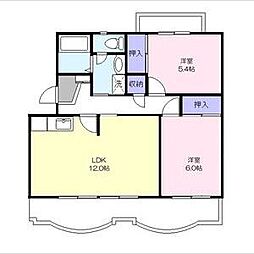 ソレアードみのる 3階2LDKの間取り