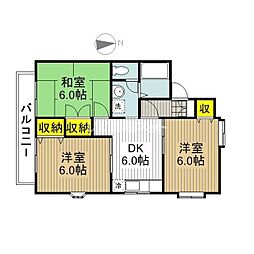 シャンヴェール国立 1階3DKの間取り
