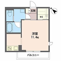 フィオレンティーナＦ 1階ワンルームの間取り
