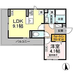 JR東北本線 郡山駅 バス8分 虎丸下車 徒歩6分の賃貸アパート 3階1LDKの間取り