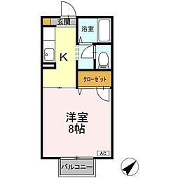 カーサ・デ・三の丸　Ｂ 1階1Kの間取り