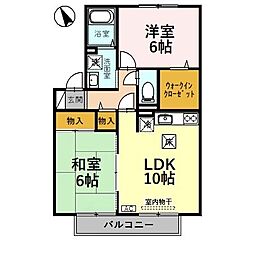 フォレスト　Ａ 2階2LDKの間取り