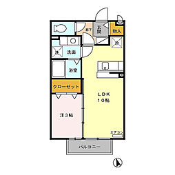 ミューズ21　Ａ 1階1LDKの間取り