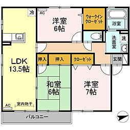 バームクーヘン　A棟 1階3LDKの間取り