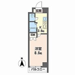 ヴィアーレ四条大宮 4階1Kの間取り