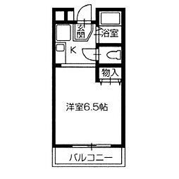 パークサイド今里 4階1Kの間取り