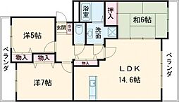 ヒルクレストあやめ池 3階3LDKの間取り