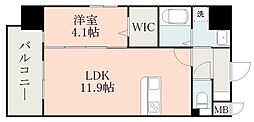 熊本市電A系統 国府駅 徒歩5分の賃貸マンション 10階1LDKの間取り