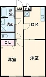 プレジール　鹿島 1階2DKの間取り