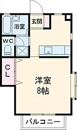 Y’s century　(ワイズセンチュリー）III 2階1Kの間取り