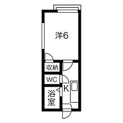 コーポ星 2階1Kの間取り