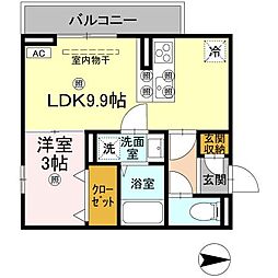 ドリーム庄町II 2階1LDKの間取り