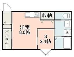 熊本電気鉄道 堀川駅 徒歩4分の賃貸アパート 2階ワンルームの間取り