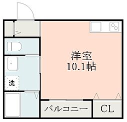 熊本電気鉄道 堀川駅 徒歩4分の賃貸アパート 2階ワンルームの間取り