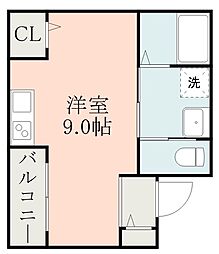 熊本電気鉄道 堀川駅 徒歩4分の賃貸アパート 2階ワンルームの間取り