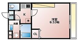 フラッティ西京極 4階1Kの間取り