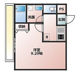フラッティ西京極 4階1Kの間取り