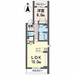 ＡＰＡＩＳＥＲ　ＢＬＡＮＣ 2階1LDKの間取り