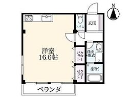 ドリームライフ鍋島 1階ワンルームの間取り