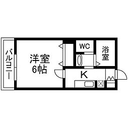 Mark Duo一ノ割III 1階1Kの間取り
