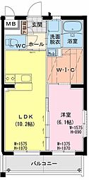 （仮称）日向・曽根町3丁目マンション 3階1LDKの間取り