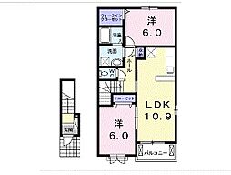 エレガンス　松並 2階2LDKの間取り