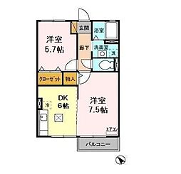 メゾンエクレール 1階2DKの間取り
