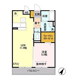 JR埼京線 戸田公園駅 バス13分 下笹目下車 徒歩5分の賃貸アパート 1階1LDKの間取り
