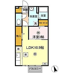 レセンテＧ・Ｔ 1階1LDKの間取り