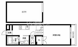ピース・スクエア住吉B 1Kの間取図画像