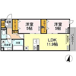セレスティア江戸川II 303 3階2LDKの間取り