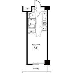 リガーレ浮間公園 3階1Kの間取り