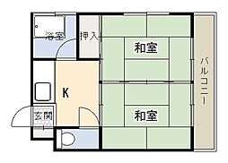 川添ビル 3階2Kの間取り