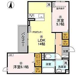 D-ROOM・MB 2階2LDKの間取り