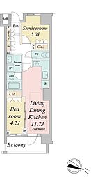 ドゥーエ早稲田 2階1SLDKの間取り